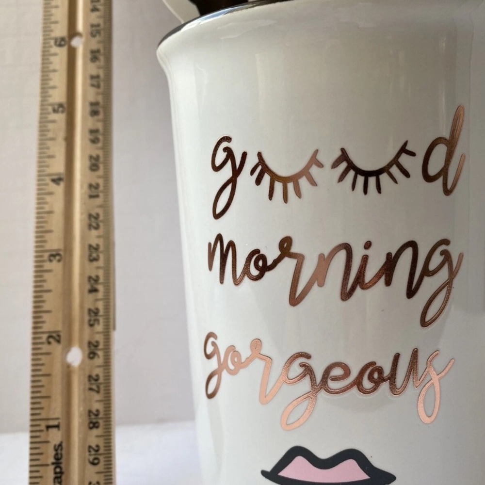 “Good Morning Gorgeous” White/Gold Ceramic Holder - Picture 3 of 4
